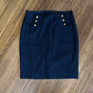 The Limited Navy Blue Skirt with Gold Button Detail Sz 6